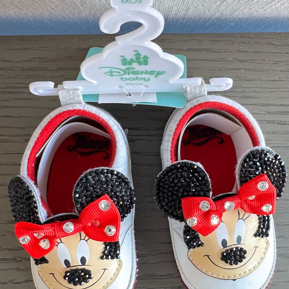 Disney Minnie Mouse Baby Shoes - White, Red, and Black